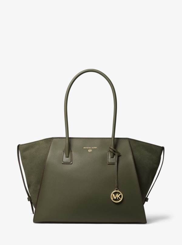 Damske Prenosná Taška Michael Kors Avril Extra-Large Leather Top-Zip Olivovo Zelená - Kabelky Michael Kors Vypredaj | PBISD-9032
